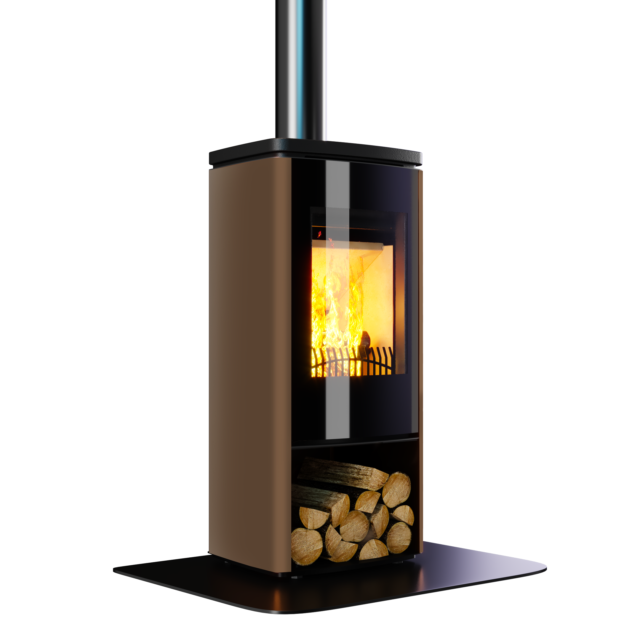 Stufa A Legna Nobis Zenith 600 Bronzo per riscaldamento domestico con vano portelegna integrato - DeMatteis.it