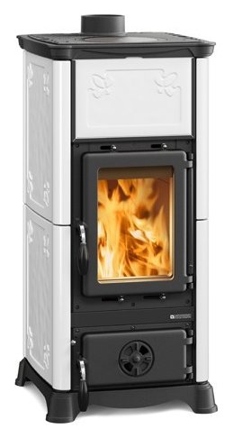 Nordica Stufa Legna Emiliana B.Co Infinity per riscaldamento domestico con rivestimento ceramico bianco - DeMatteis.it