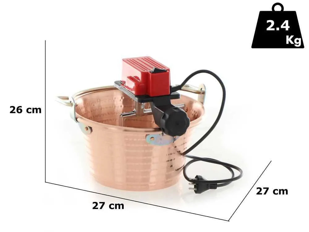 Paiolo polenta rame 4 lt: Paiolo in rame martellato con sistema di mescolamento automatico, ideale per preparare polenta, risotti e conserve in modo semplice e uniforme. | Dematteis.it