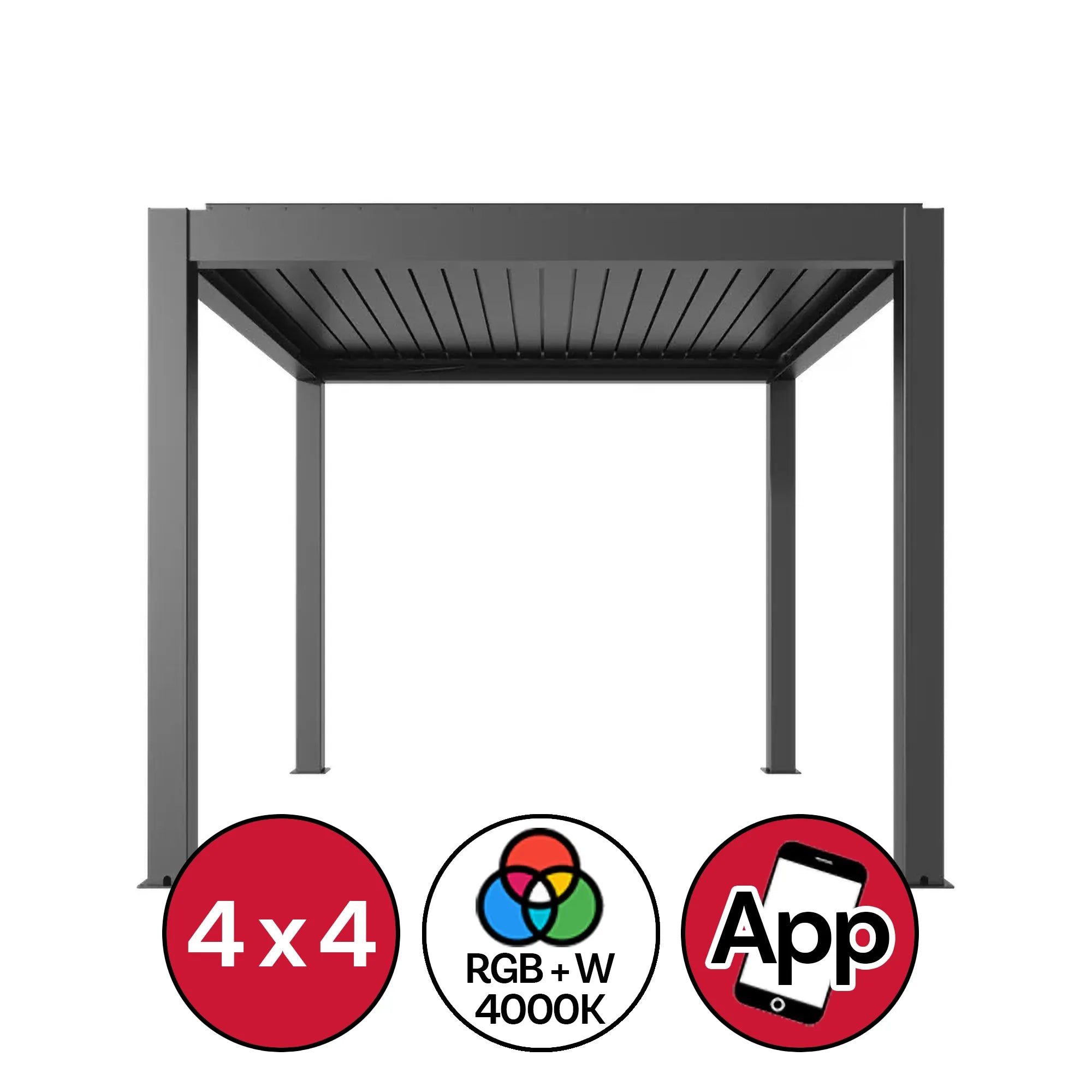 Pergola Bioclimatica 4x4 Antracite Motorizzata Con Led