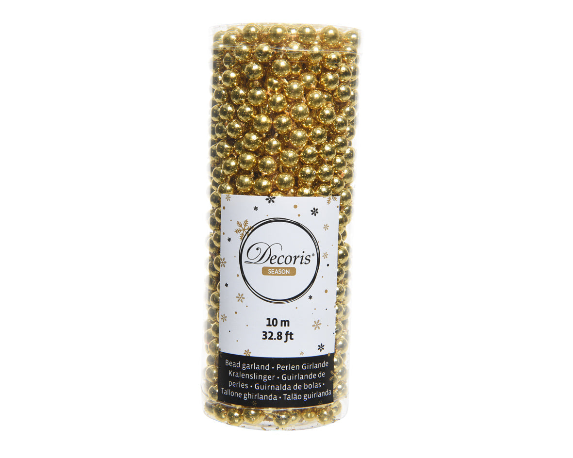Perle Light Gold Decoris diametro 8 mm filo 10 m per decorazioni natalizie in plastica - DeMatteis.it
