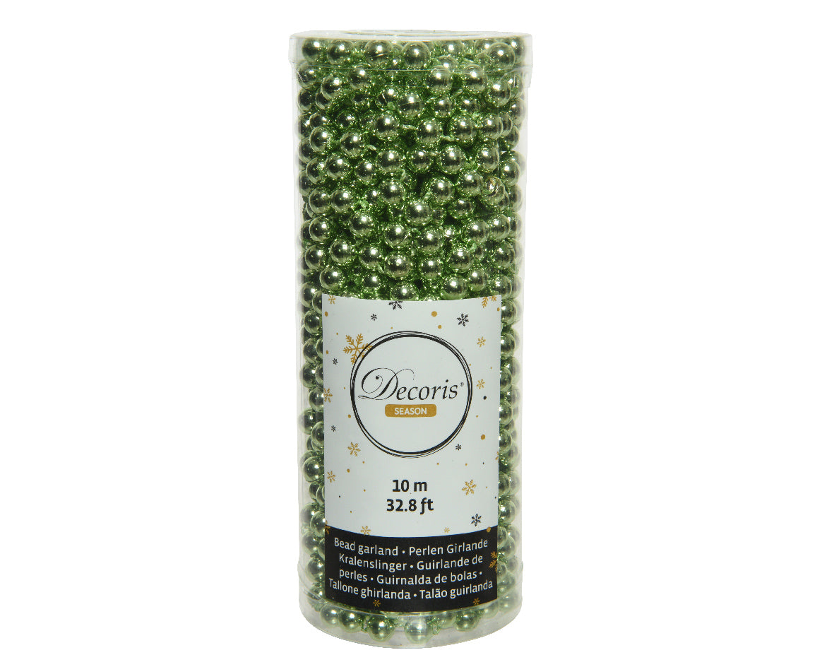 Filo Perle Mistletoe Green Decoris da 8 mm per ghirlande natalizie, lunghezza 10 m - DeMatteis.it