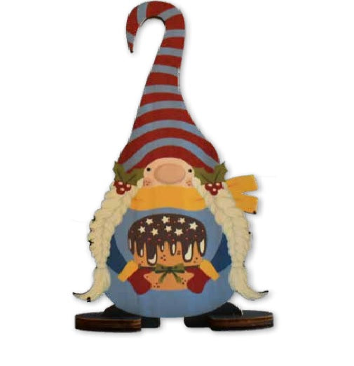 Gnomo Mary decorativo in legno 10 mm per addobbi natalizi e decorazioni festive - DeMatteis.it