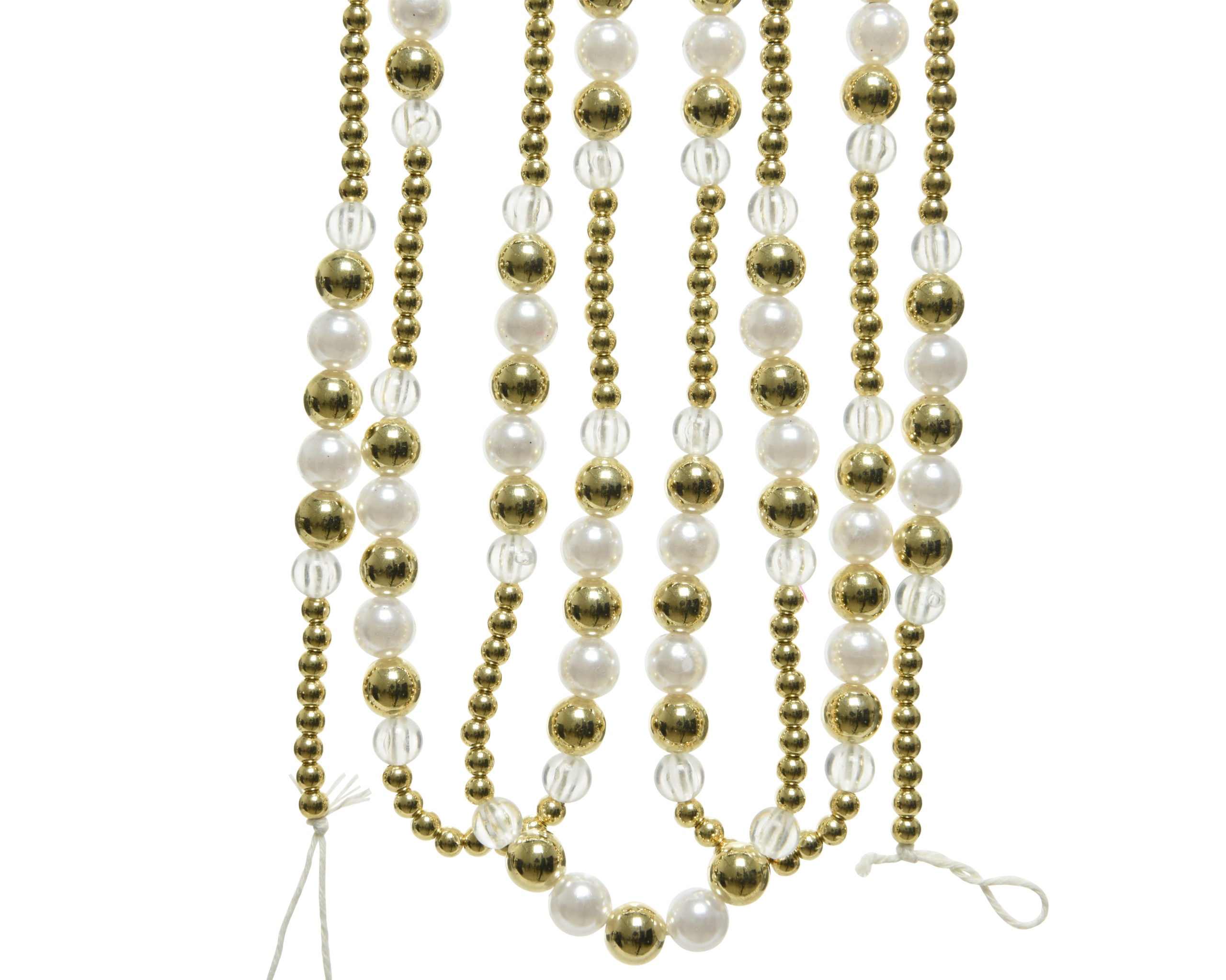 Perle per albero di Natale decorative bianche e oro lunghezza 240 cm per addobbi natalizi - DeMatteis.it