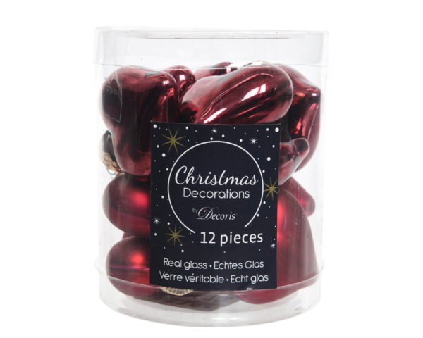 Cuori Natalizi Per Albero Di Natale Bordeaux set 12 pezzi decorazioni natalizie in vetro - DeMatteis.it