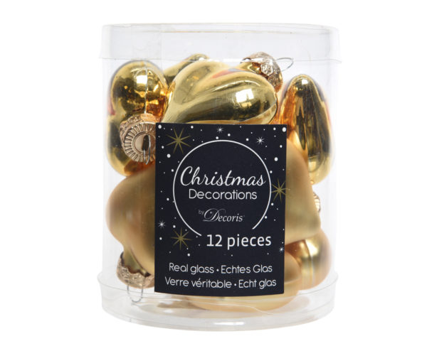 Cuori Natalizi Per Albero Di Natale Oro set da 12 pezzi in vetro decorazioni natalizie - DeMatteis.it