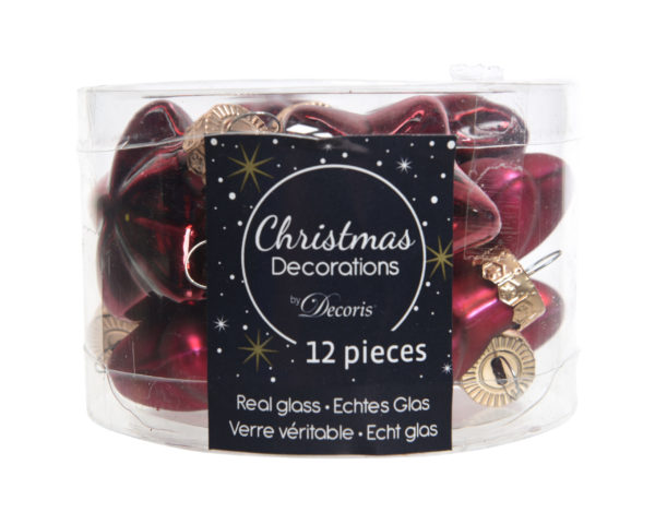 Stelle Per Albero Di Natale Bordeaux set 12 pezzi decorazioni natalizie in vetro Kaemingk - DeMatteis.it