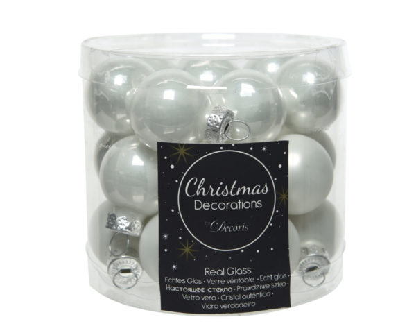 Palline Di Natale Bianco Inverno 2,5 cm decorazioni natalizie in vetro per addobbi albero di Natale - DeMatteis.it
