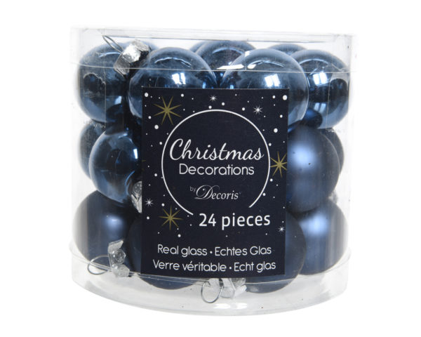 Palline di Natale blu 2,5 cm set decorazioni natalizie in vetro confezione 24 pezzi - DeMatteis.it
