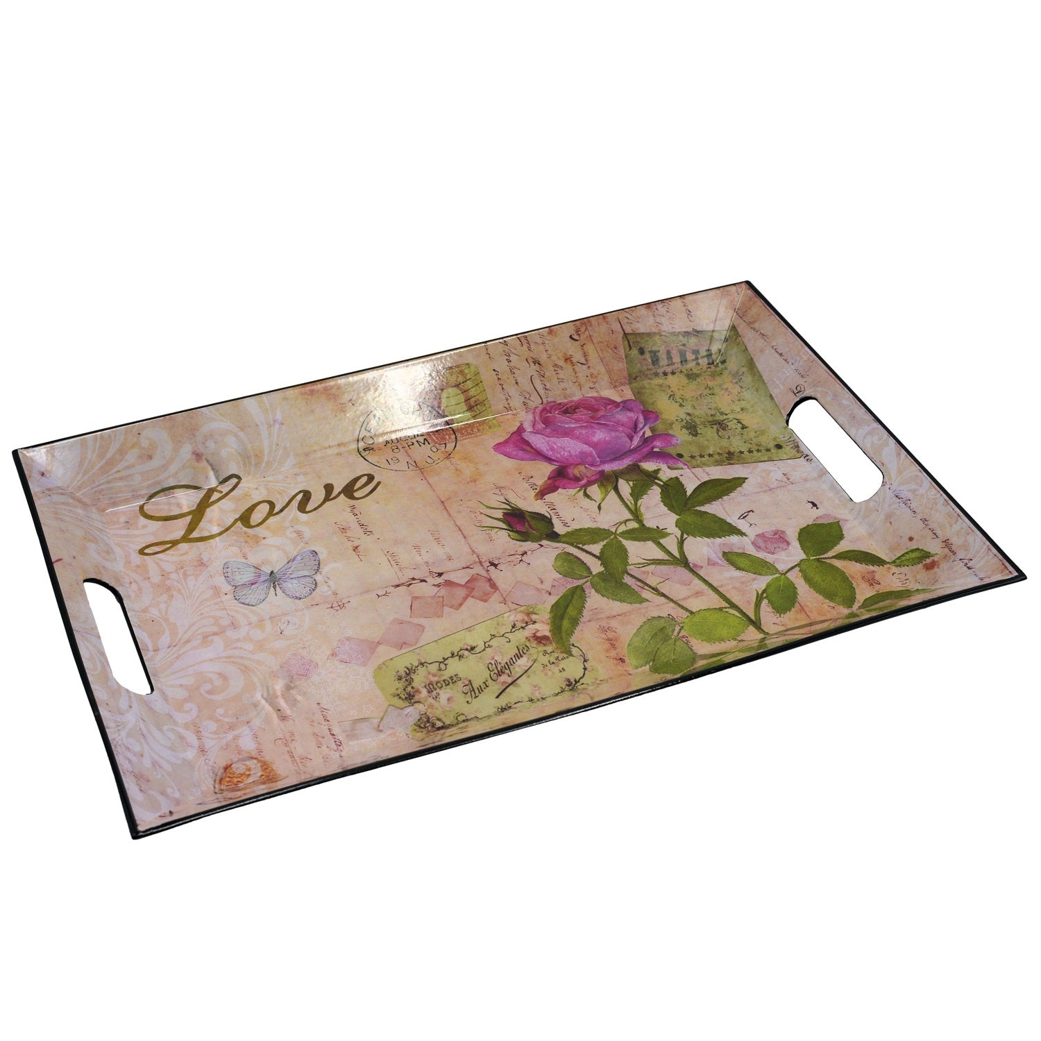 Vassoio Plastica Rose Love 45X30 Cm