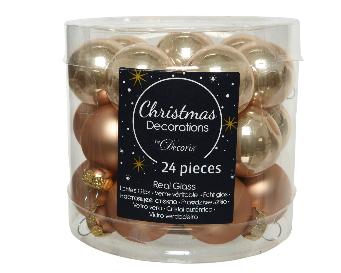 Box 24 palline vetro butterscotch diametro 25 mm per decorazioni natalizie in vetro autentico - DeMatteis.it