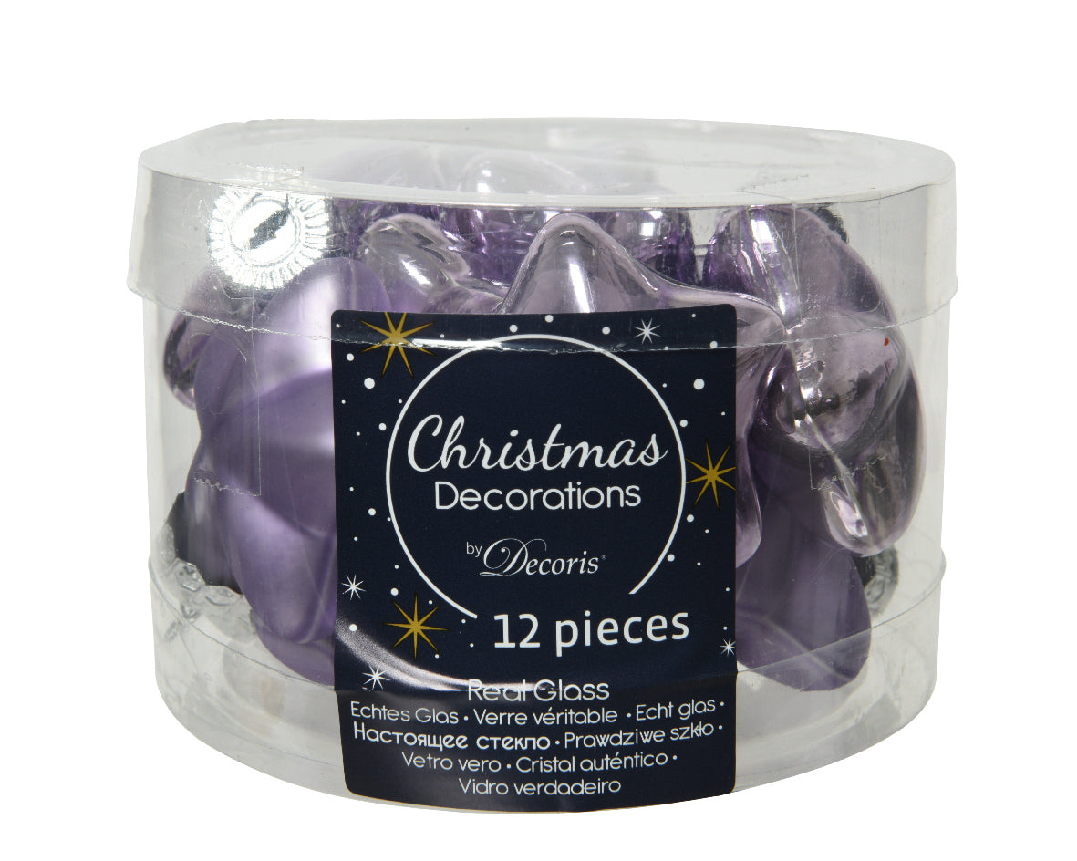 Box 12 stelle in vetro decorazioni natalizie dimensioni 2x4,5x4 cm colore Heather - DeMatteis.it