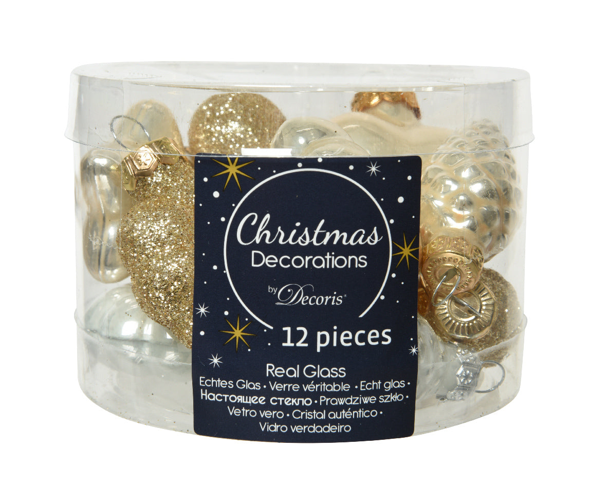 Box 12 Figure Vetro 4 mm Perla decorazioni natalizie in vetro soffiato per addobbi natalizi confezione 12 pezzi - DeMatteis.it