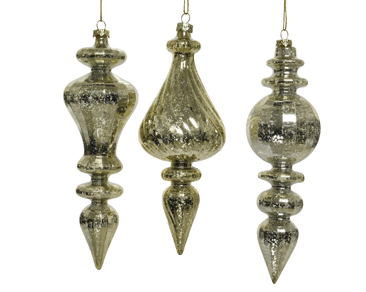 Pendente decorativo natalizio diametro 6 cm altezza 21 cm finitura light gold per addobbi albero di Natale - DeMatteis.it