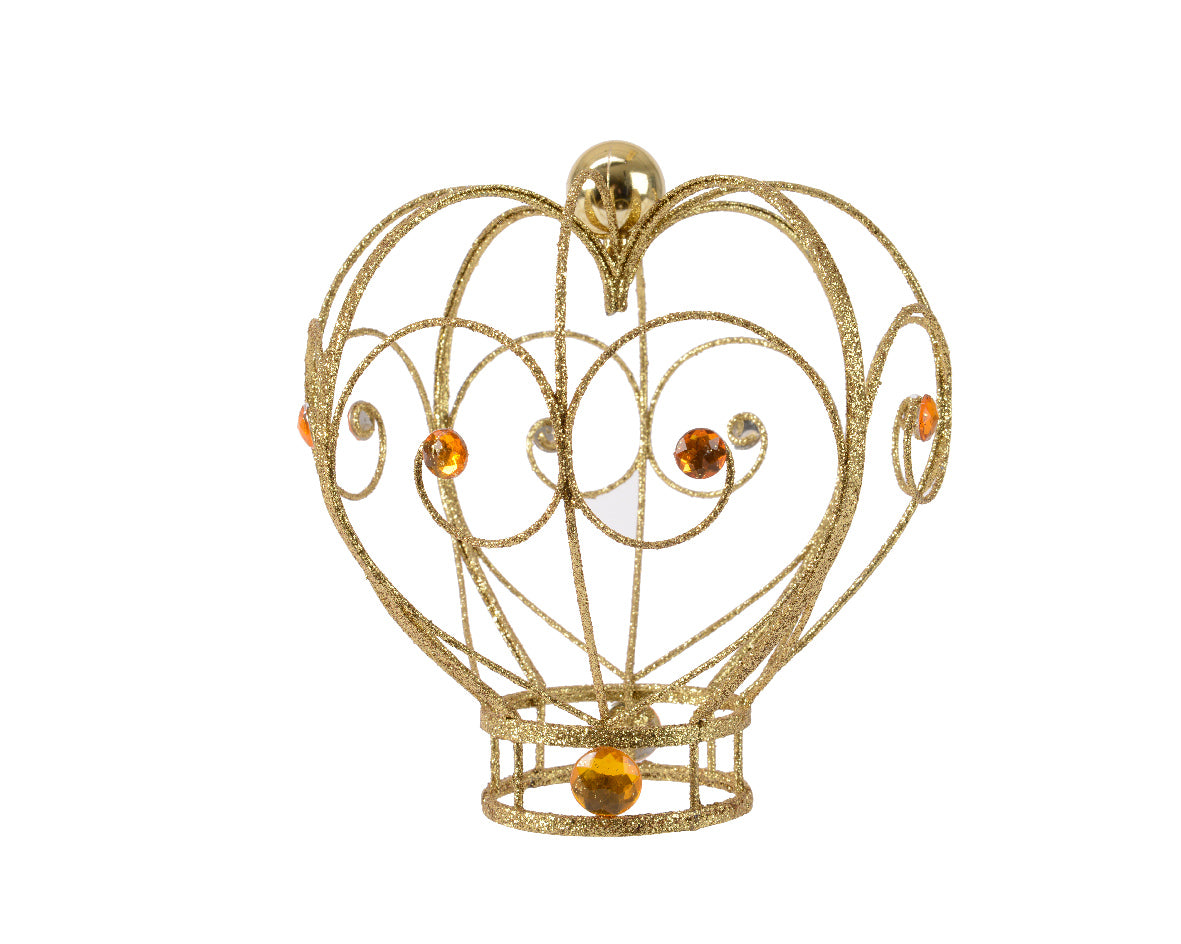 Puntale Albero 20 x 20 cm Light Gold con gemme rosse decorativo per addobbi natalizi - DeMatteis.it