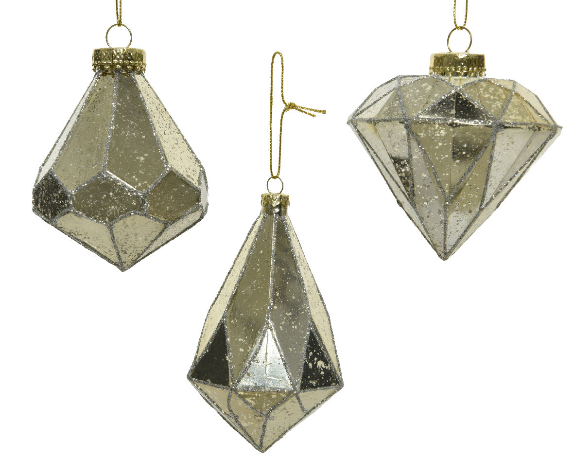 Pendente Diamante 8X10 cm Perla decorazione natalizia ornamentale con gancio dorato - DeMatteis.it