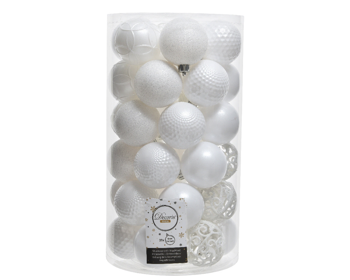 Box 37 palline di Natale decorative diametro 6 cm Winter White per addobbi natalizi - DeMatteis.it