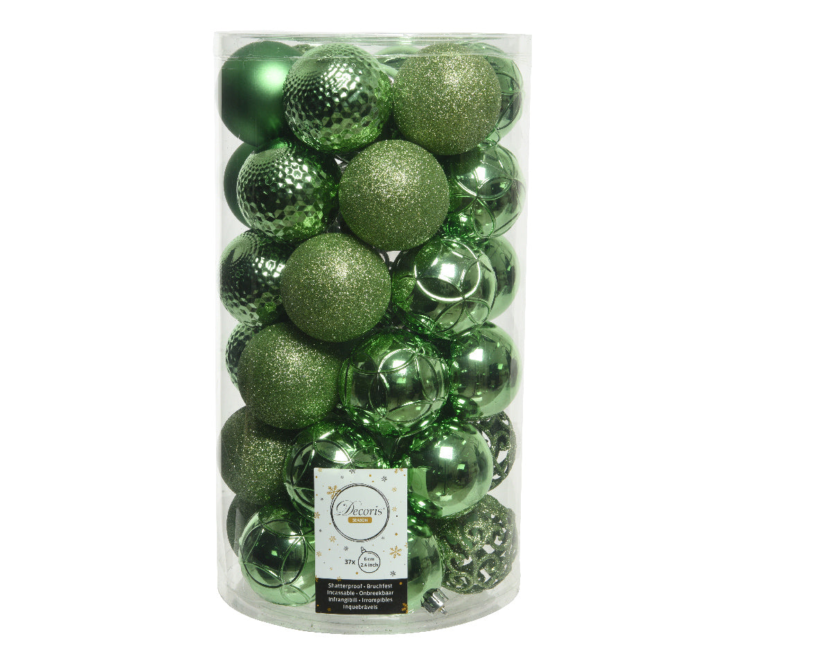 Box 37 Palline Di Natale diametro 6 cm Mistletoe Green per addobbi natalizi - DeMatteis.it