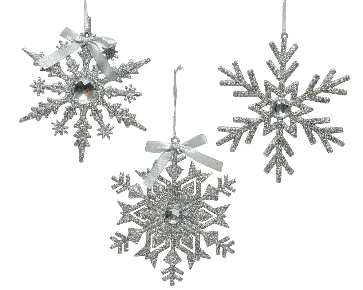 Pendente Fiocco Di Neve Argento diametro 15 cm decorazione natalizia con fiocco per albero di Natale - DeMatteis.it