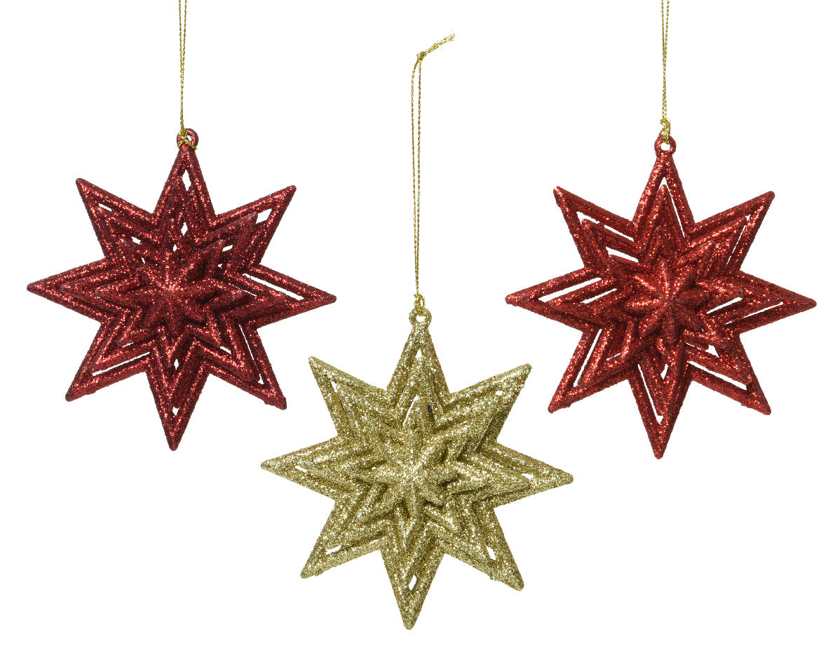 Pendente Stella decorativo da 11 cm per addobbi natalizi con finitura glitterata - DeMatteis.it