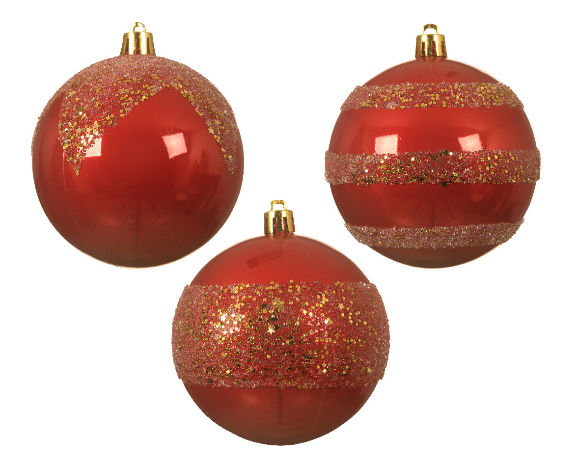 Palla di Natale Christmas Red diametro 8 cm con decorazioni oro per addobbi natalizi - DeMatteis.it