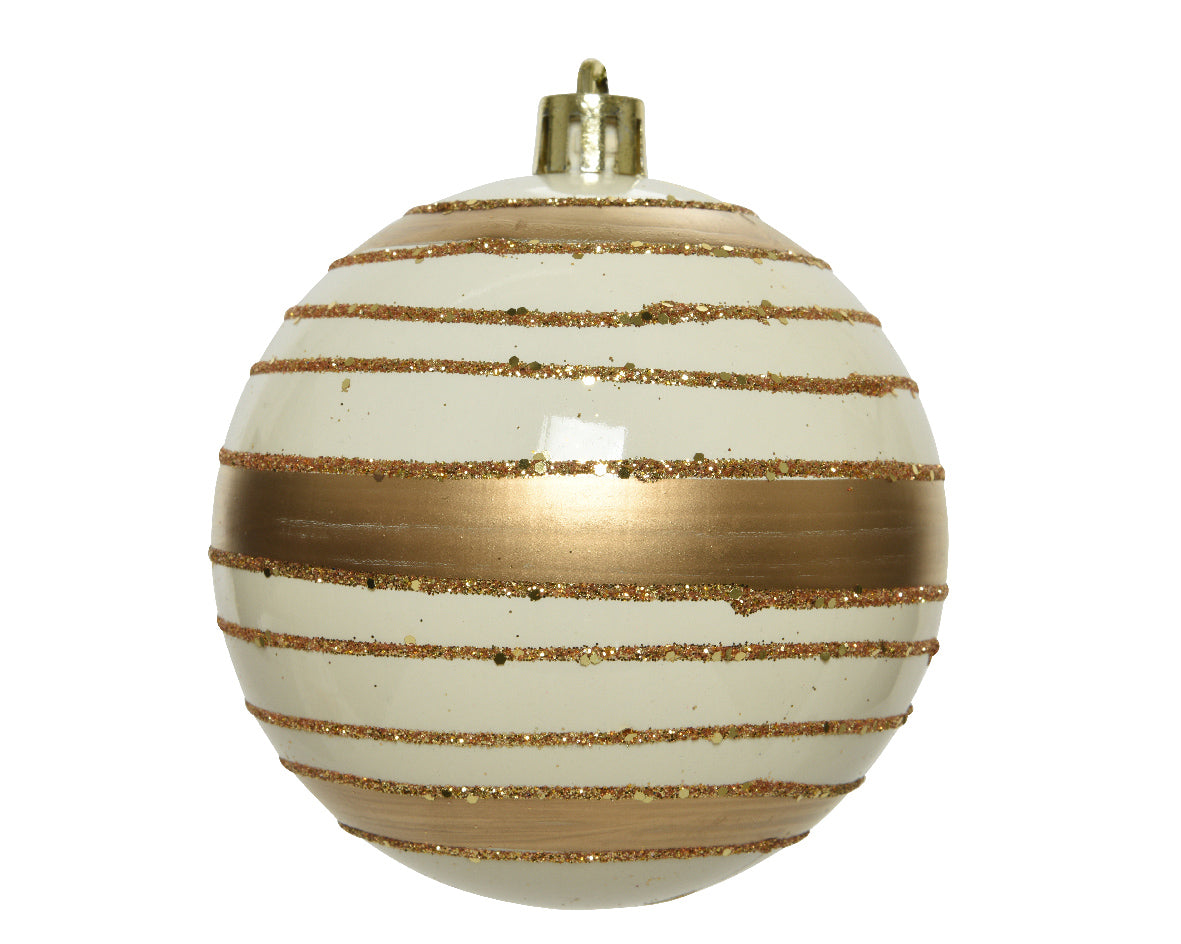 Palla Di Natale D 8 Cm Wool White Linee Oro