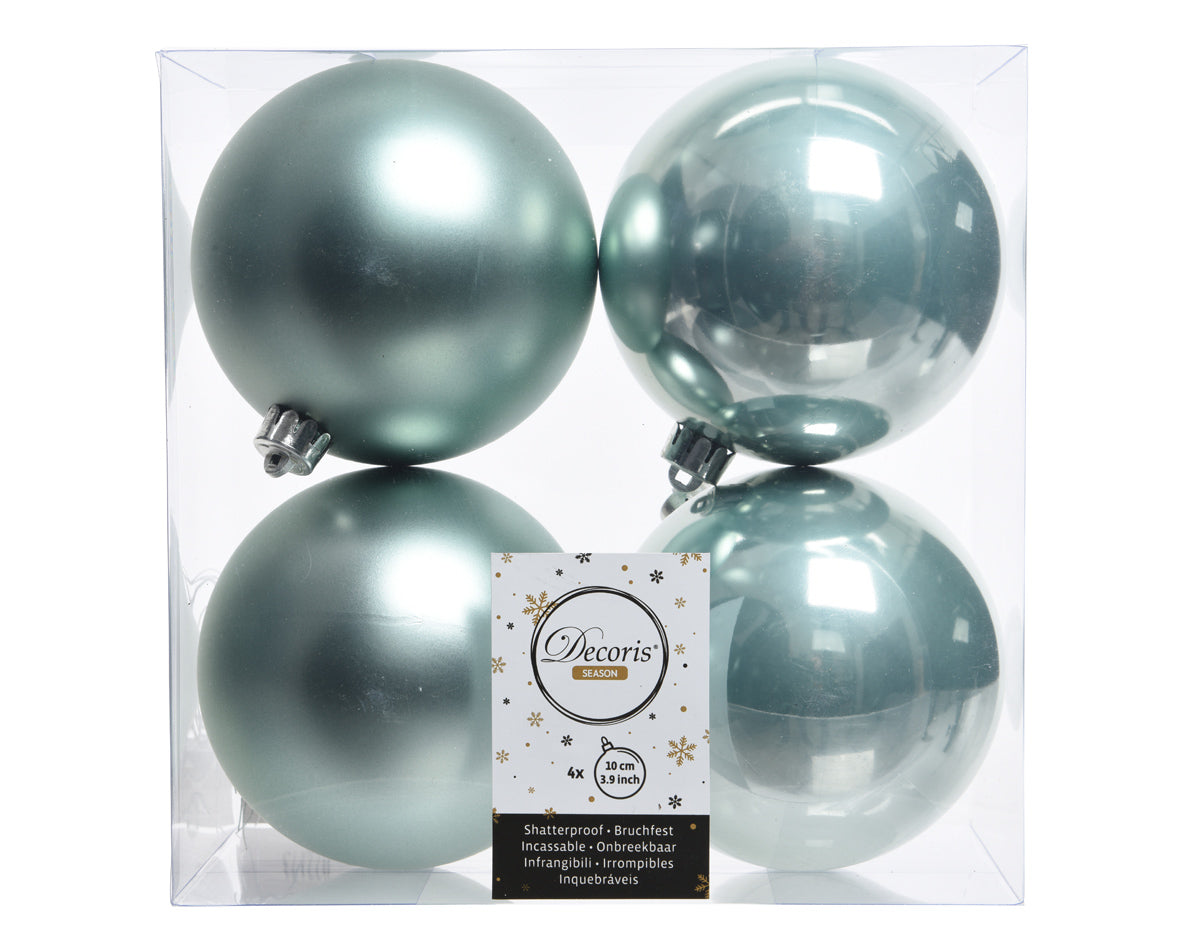 Box 4 Sfere Decoris diametro 10 cm infrangibili per decorazioni natalizie eucalyptus - DeMatteis.it