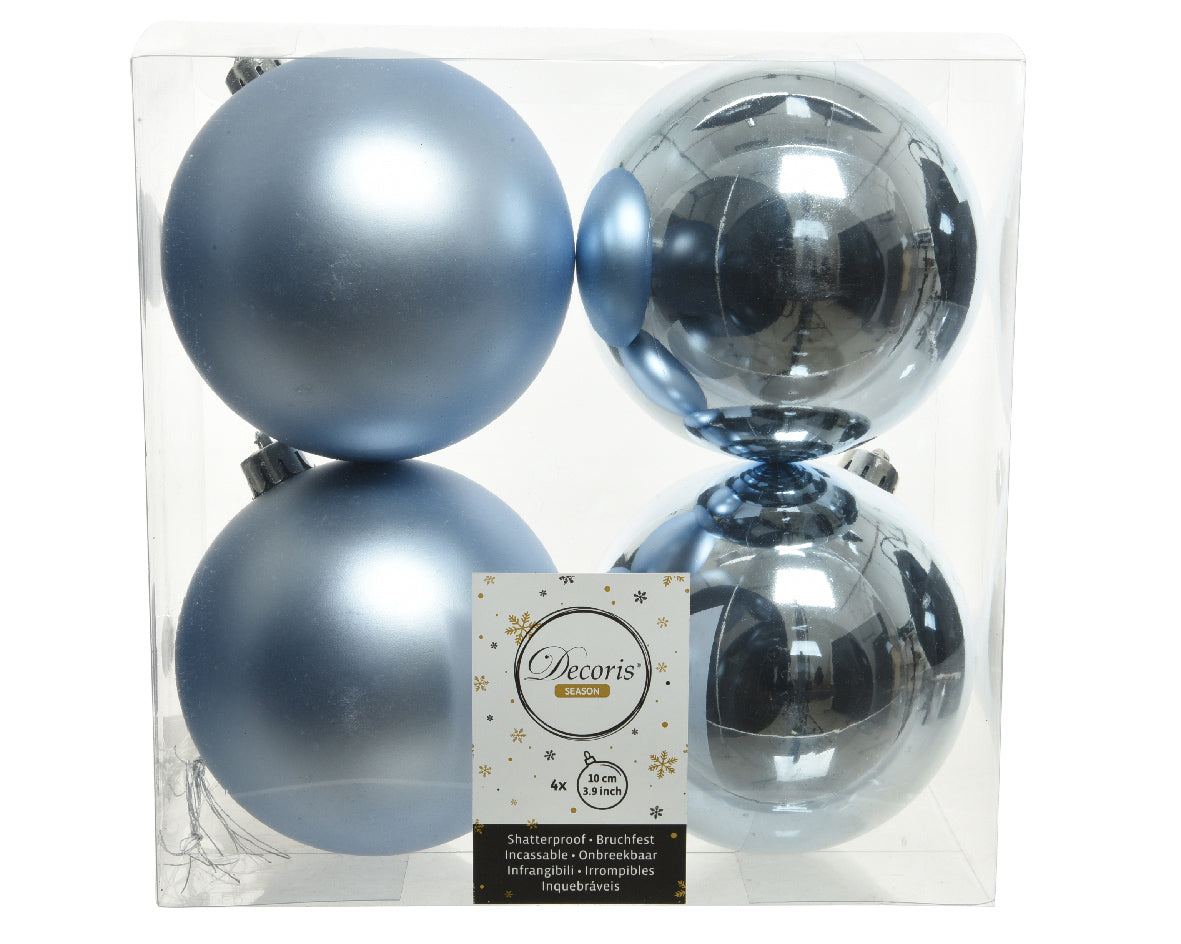 Box 4 Sfere D 10 Cm Winter Sky Plastica