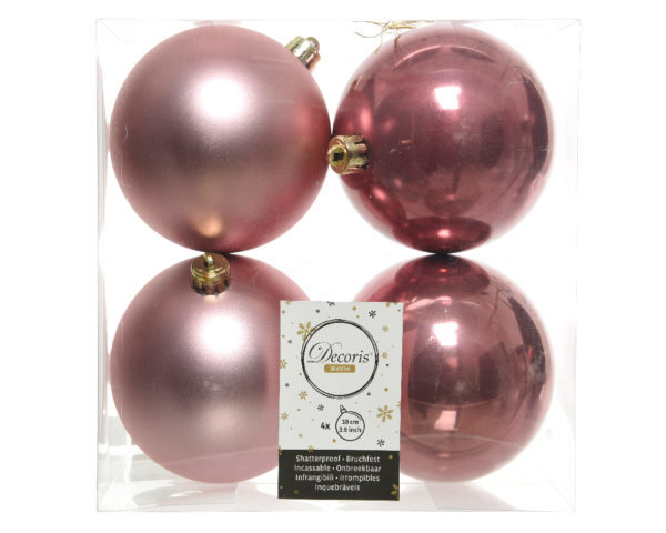 Palle Di Natale Rosa Velvet D 10 cm decorazioni natalizie per albero diametro 10 cm set da 4 pezzi - DeMatteis.it