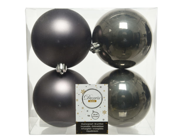 Palle di Natale grigie diametro 10 cm set decorazioni natalizie Kaemingk - DeMatteis.it