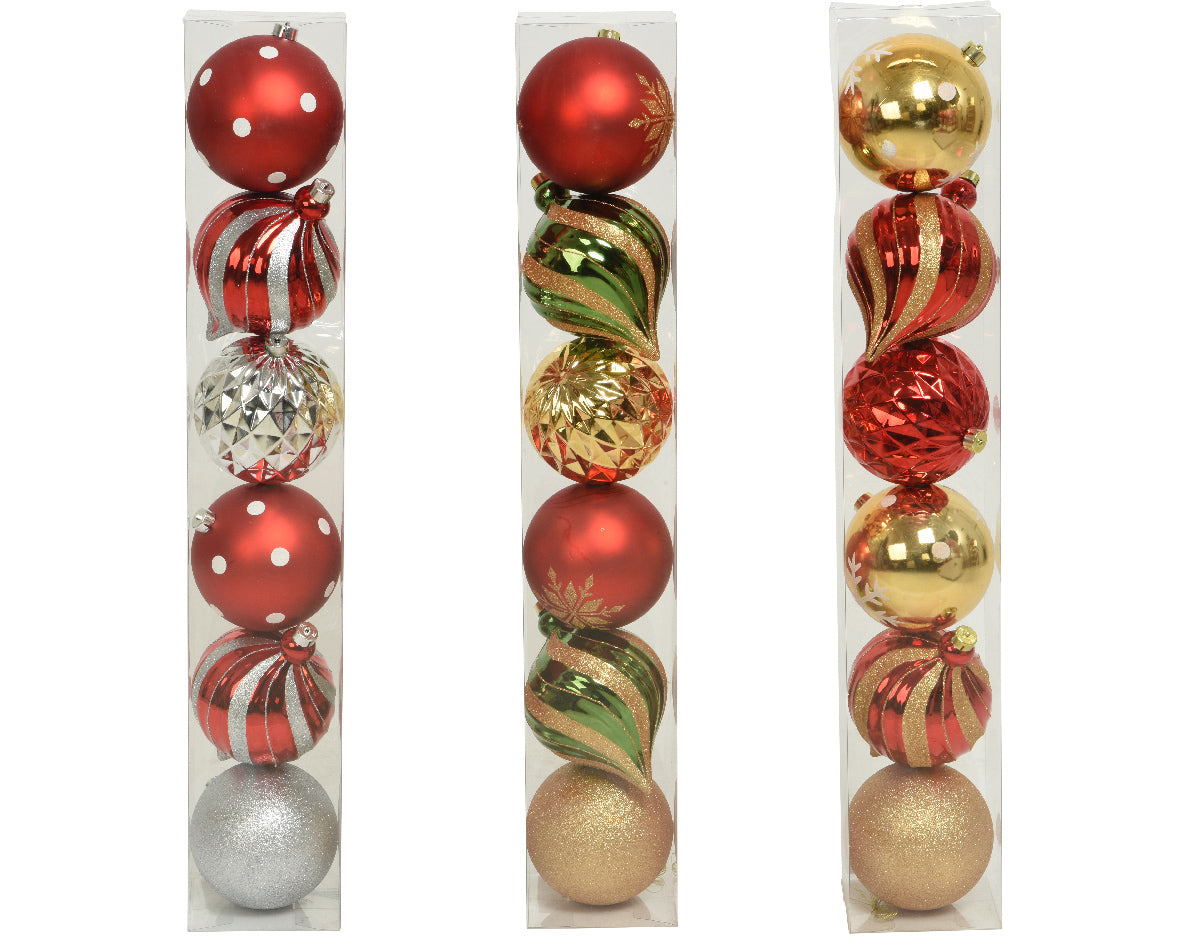 Box 6 Palle di Natale diametro 15 cm per addobbi natalizi con decorazioni assortite - DeMatteis.it