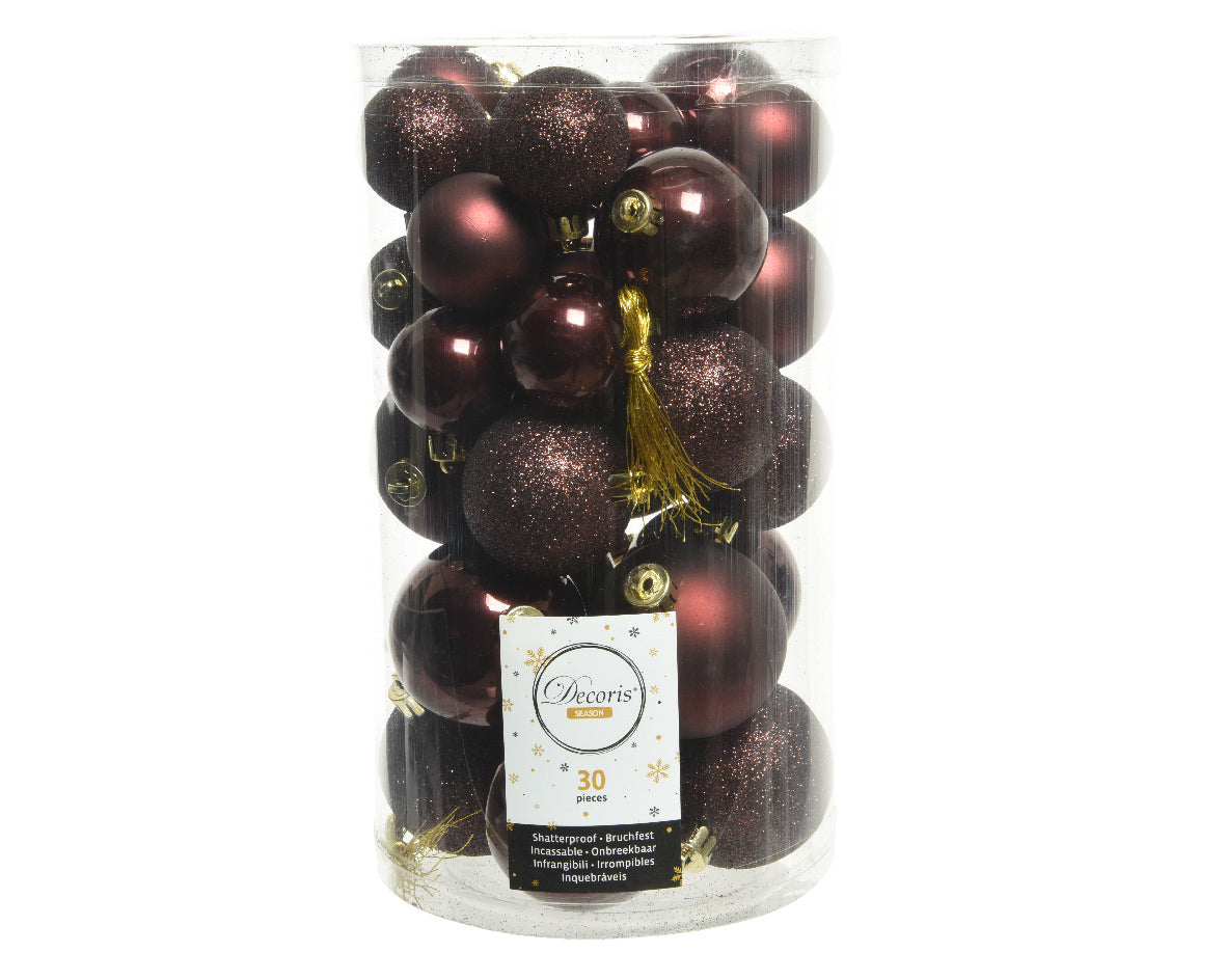 Box 30 Palline Di Natale diametro 6 cm Redwood per decorazioni natalizie infrangibili - DeMatteis.it