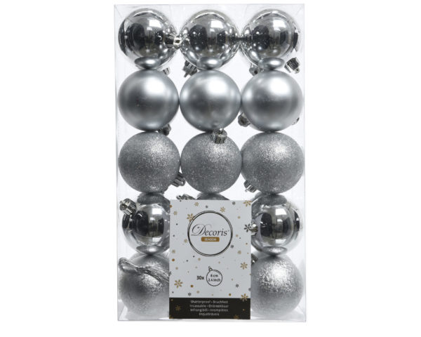 Palline di Natale argento 6 cm Kaemingk per addobbi natalizi decorazioni albero - DeMatteis.it