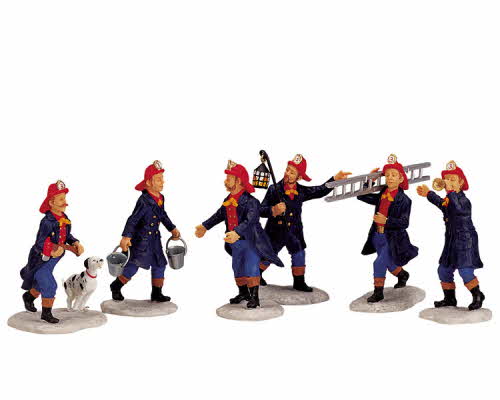 Fireman Set Of6 Lemax set decorativo da 6 figurine vigili del fuoco per villaggi natalizi - DeMatteis.it