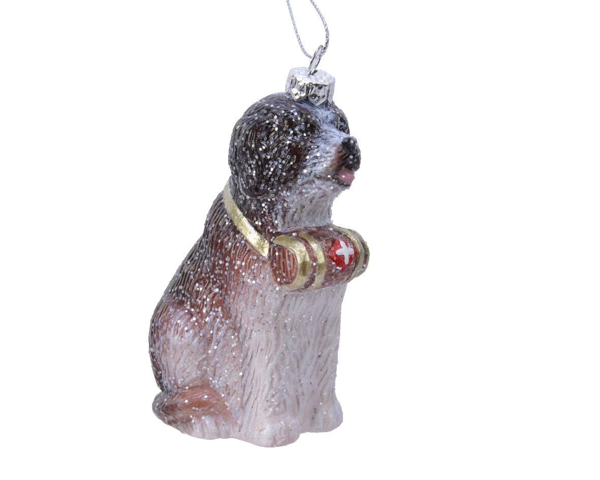 Pendente Vetro San Bernardo 11 cm ornamento natalizio in vetro soffiato per decorazione albero di Natale - DeMatteis.it