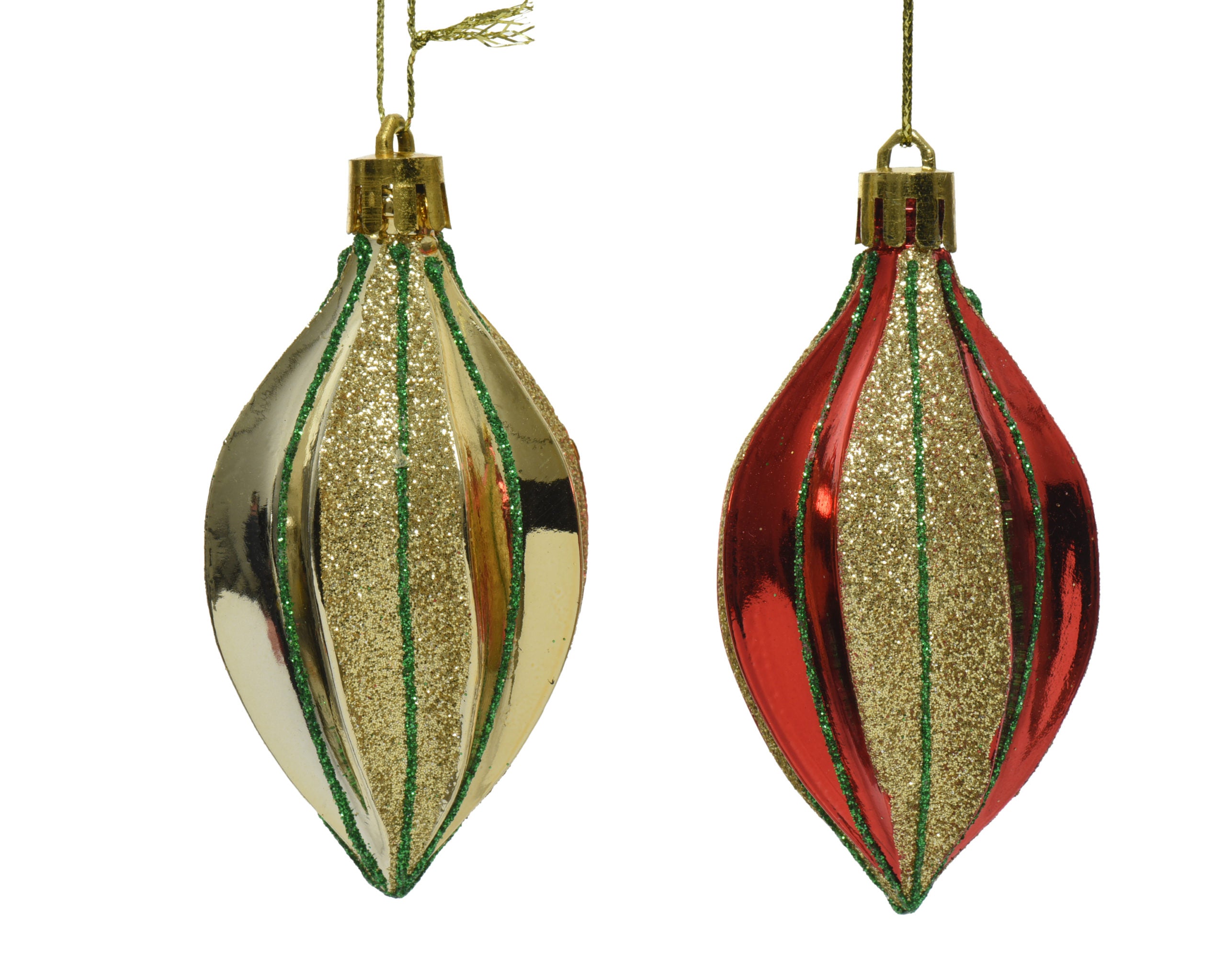 Ornamento Natalizio Oro Con Glitter per decorazione albero di Natale 5x9 cm con cordino - DeMatteis.it