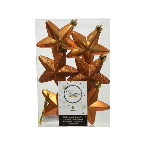 Box 6 Stelle Assortite decorazioni natalizie da 7,5 cm colore ambra per addobbi natalizi - DeMatteis.it