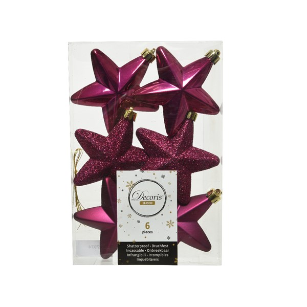 Box 6 Stelle Assortite decorazioni natalizie per albero formato 7,5 cm set da 6 pezzi - DeMatteis.it