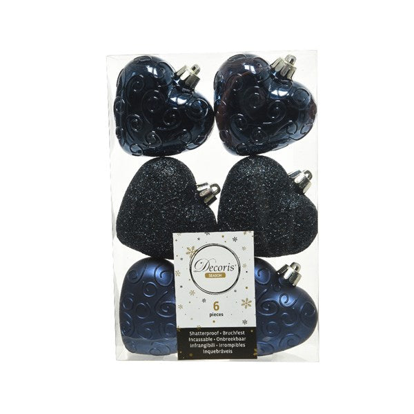 Box 6 Cuori decorazioni natalizie a forma di cuore da 6 cm per albero di Natale - DeMatteis.it