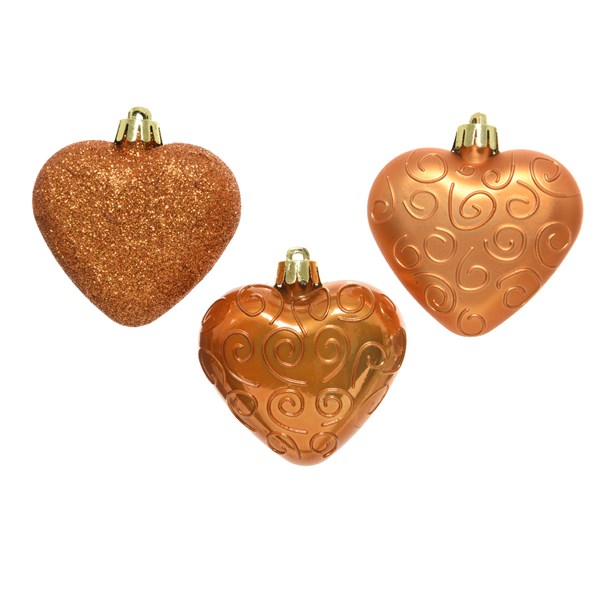 Box 6 Cuori decorazioni natalizie a forma di cuore da 6 cm colore ambra per albero di Natale - DeMatteis.it