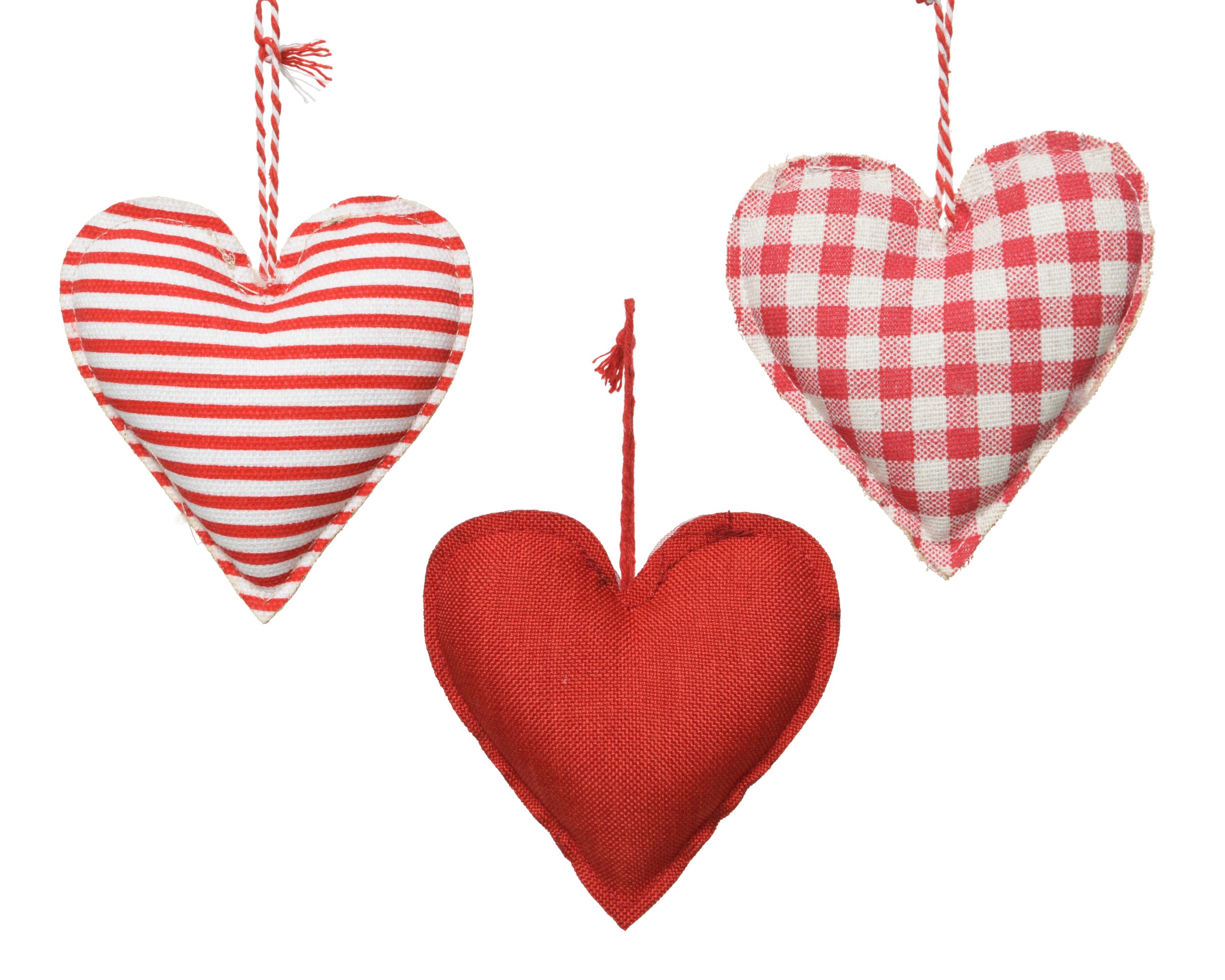 Cuore di stoffa da appendere 10 x 10 cm decorazione tessile con cordino per arredamento casa - DeMatteis.it
