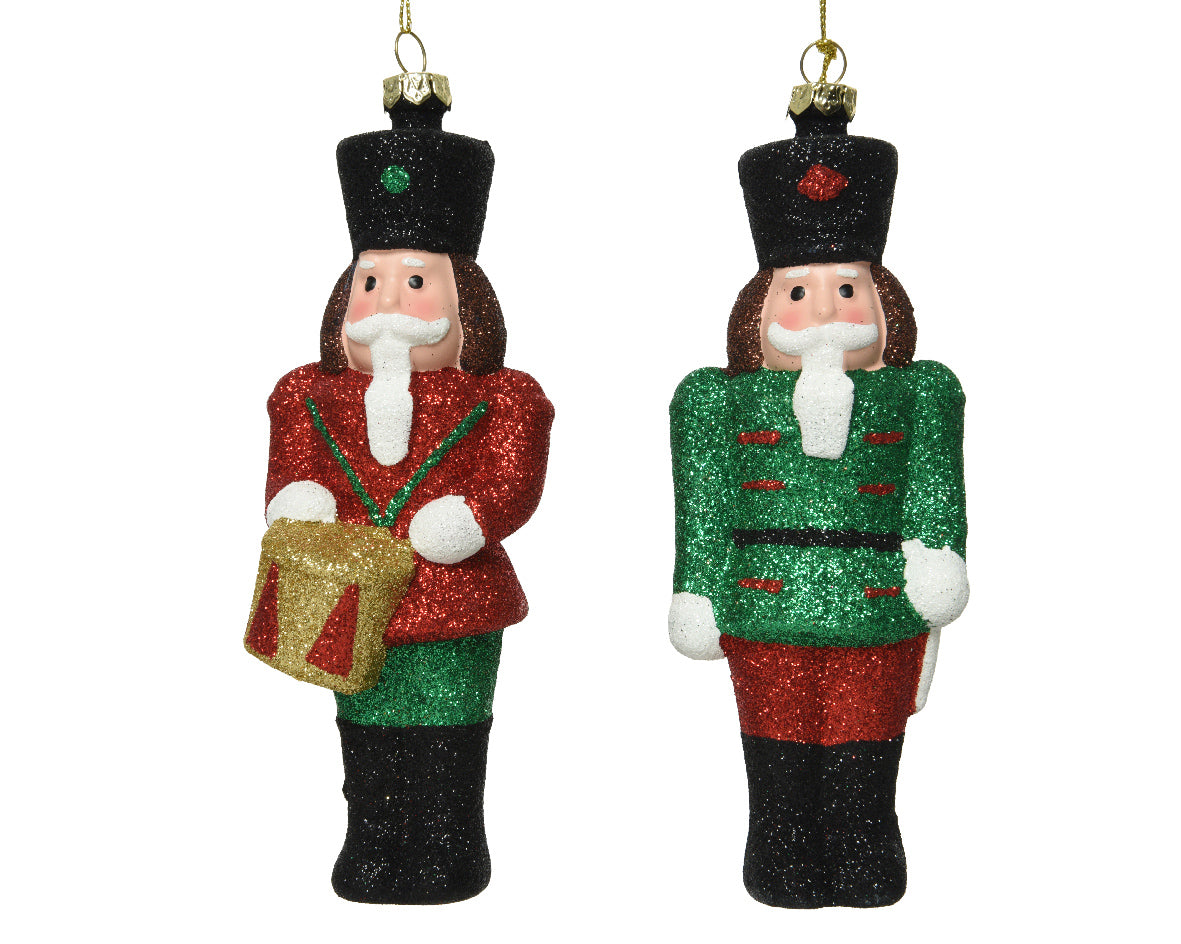 Soldatino da appendere glitter ornamento natalizio 6 x 17 cm decorazione natalizia - DeMatteis.it