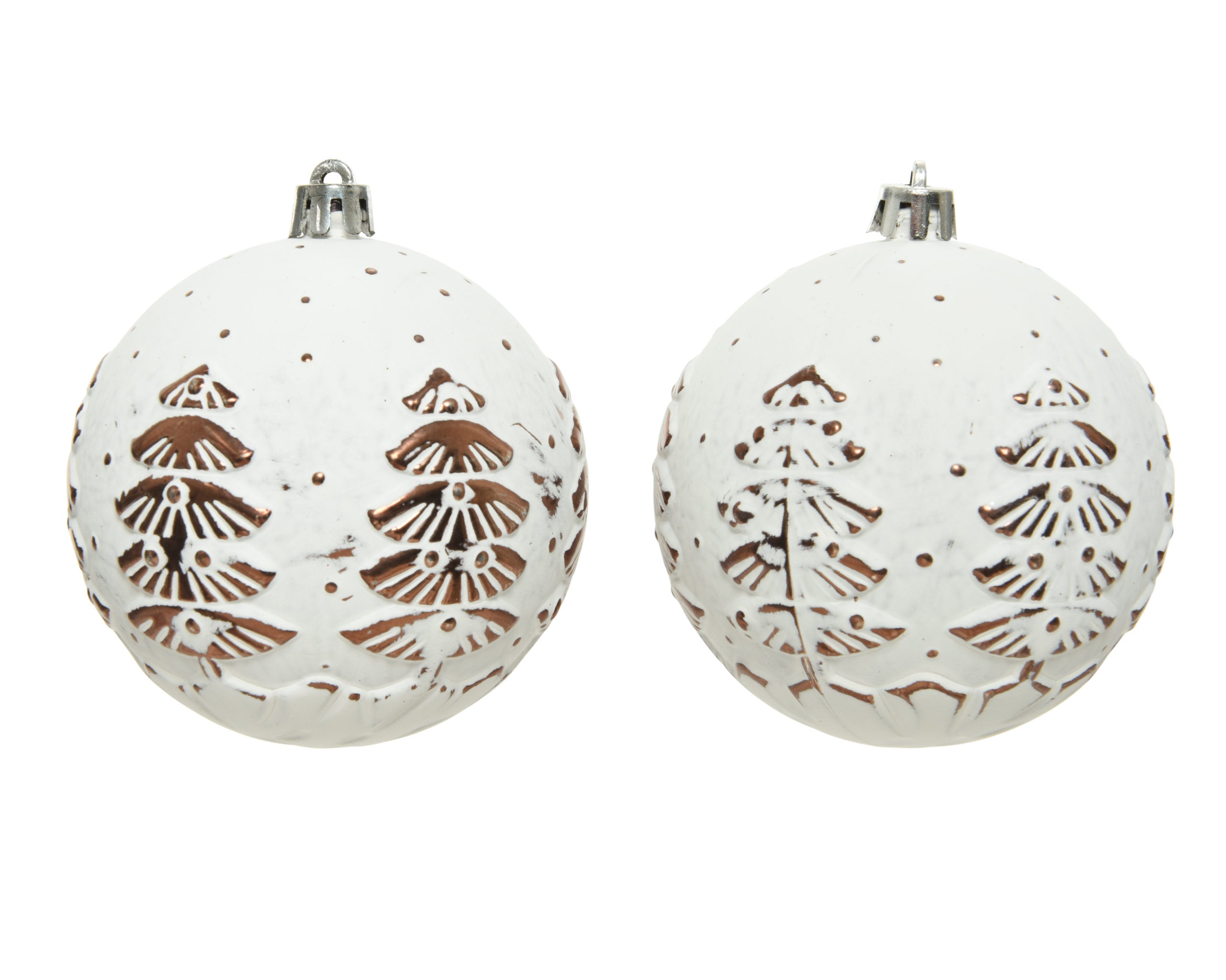 Palla Di Natale Bianco Antico Con Decoro ornamento natalizio diametro 8 cm con motivi decorativi - DeMatteis.it