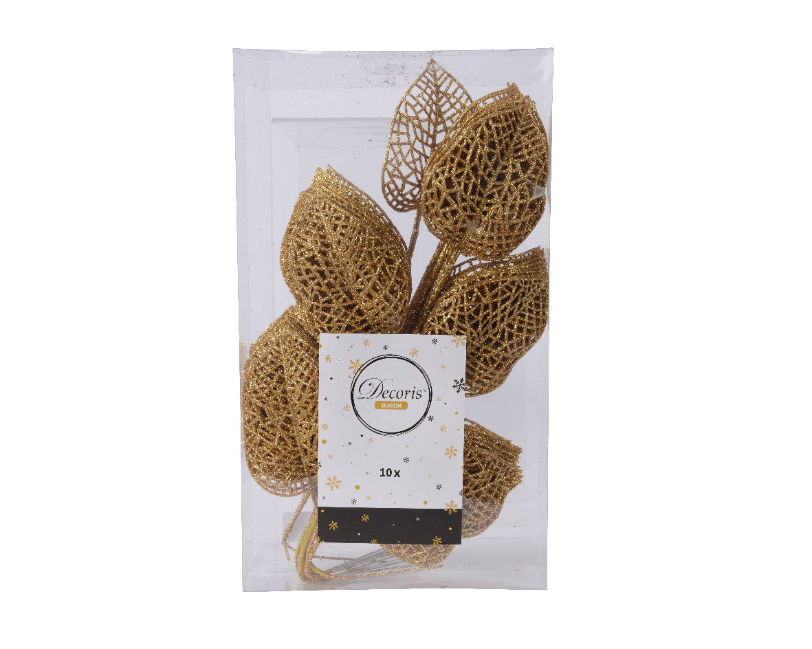 Box 10 Rami Con Foglie Light Gold 16X36 Cm