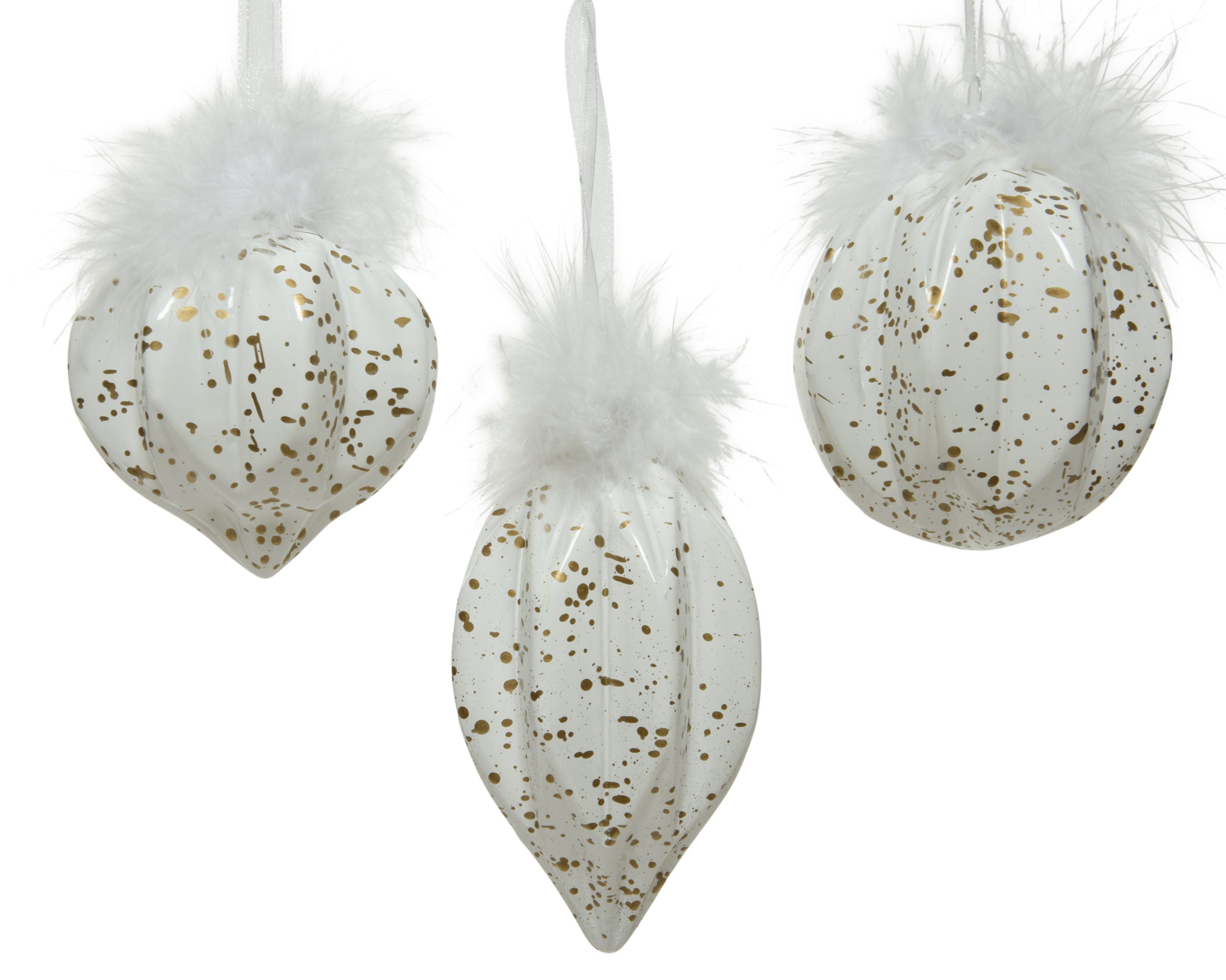 Sfere natalizie decorative bianco oro diametro 8 cm per addobbi natalizi con pon pon - DeMatteis.it