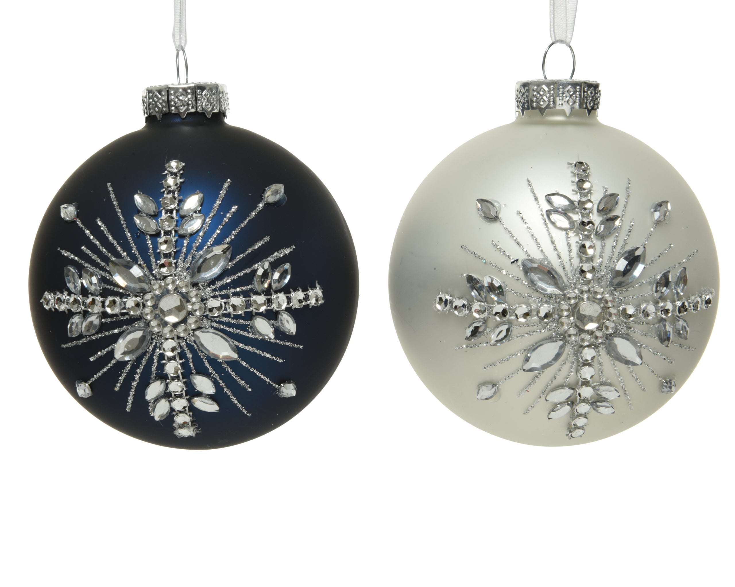 Palla di Natale con decoro argento diametro 8 cm per addobbi natalizi - DeMatteis.it