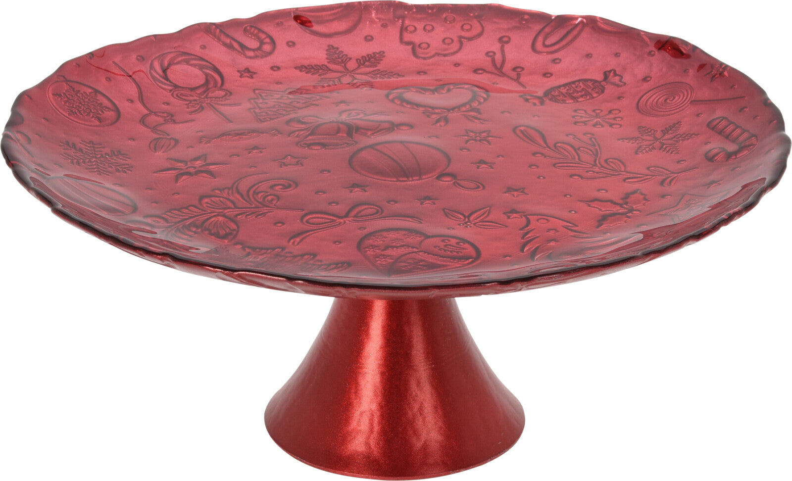 Alzata in vetro diametro 28 cm per servizio dolci e torte con decorazioni natalizie - DeMatteis.it