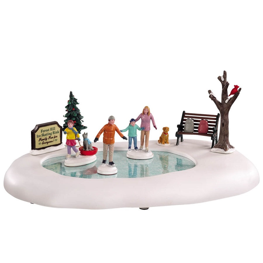 Family Skating Day Lemax decorazione natalizia animata con pista di pattinaggio per villaggi natalizi - DeMatteis.it