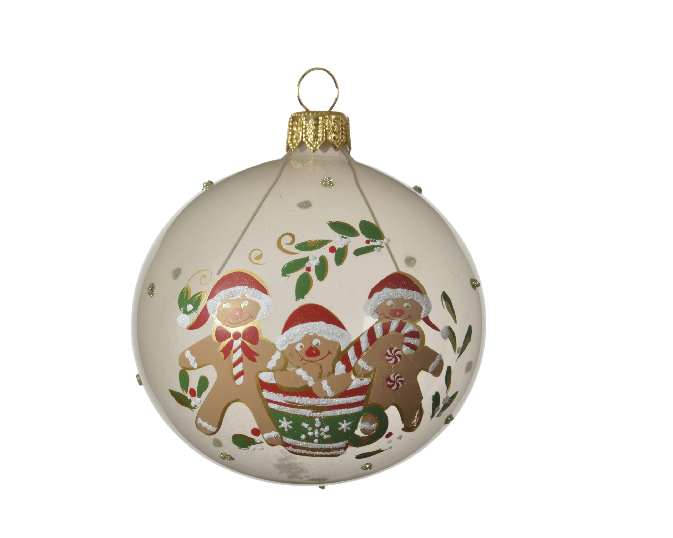 Palla di Natale decorativa con omini marzapane diametro 8 cm per addobbi natalizi - DeMatteis.it