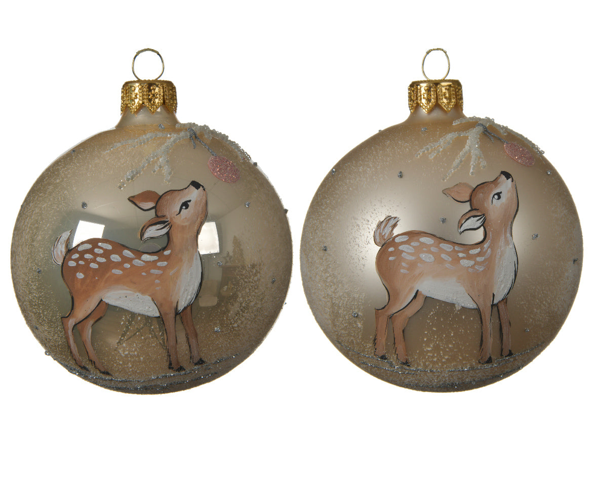 Palla di Natale perla decoro daino diametro 8 cm addobbo natalizio per albero - DeMatteis.it